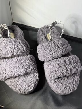 UGG Women's Cozy Shearling Slide Sandals in Gray size 9